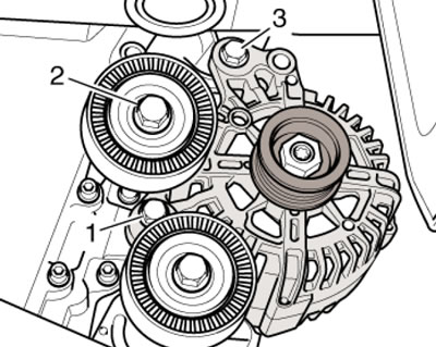 17.21. Крепёж генератора и промежуточного ролика