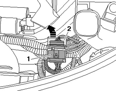 23.12. Разъём (1) и кронштейн (2)