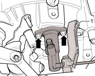 23.14. Стойка (1) и крепёж (стрелки)…