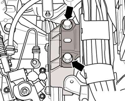 23.21b. Болты левого кронштейна двигателя