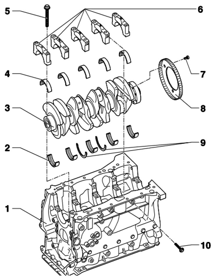 33.1а. Детали установки коленчатого вала 1. Блок…