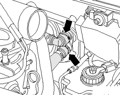 34.31. Шланги ОЖ на радиаторе отопителя