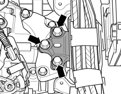 34.37b. Болты левой опоры двигателя