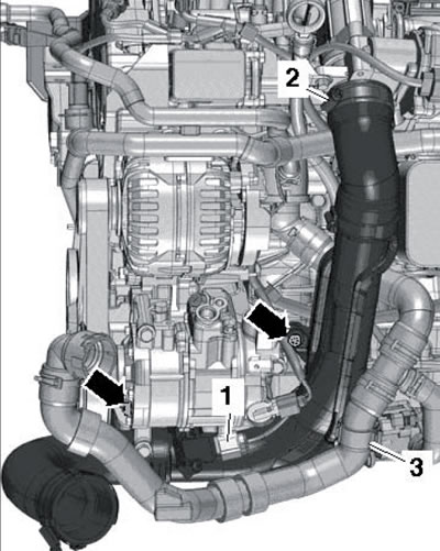 35.7. Снятие правой напорной воздушной трубки