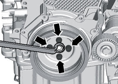 35.17. Снятие шкива коленчатого вала