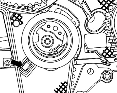 36.25. Положение натяжного ролика в заднем кожухе…