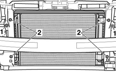 3.11а. Крепёж конденсатора (2) и радиатора (1)