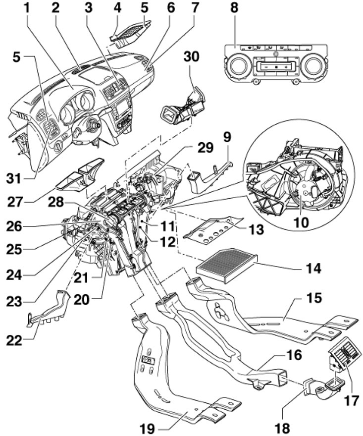 8.1b. Детали климатической системы в салоне…