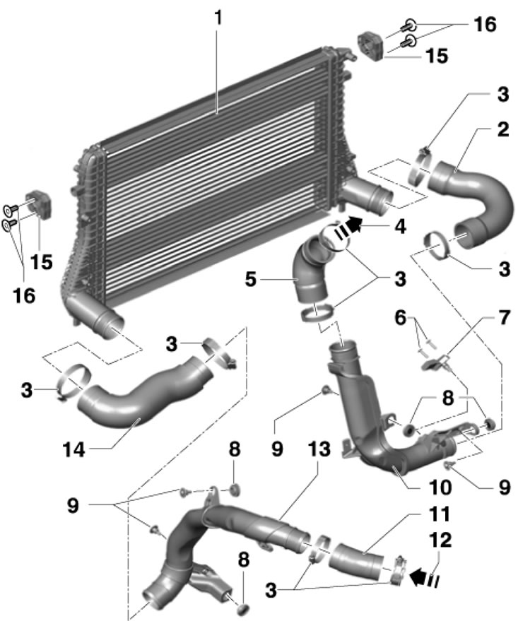 6.15. Детали установки интеркулера (двигатели 2.0…