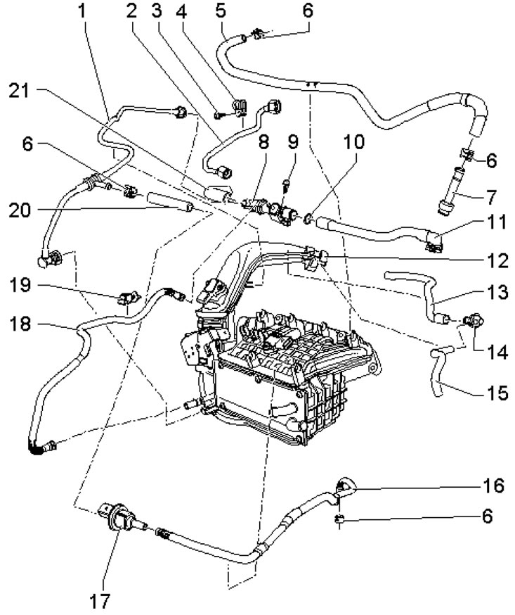 7.11а. Соединения впускного трубопровода 1, 18,…