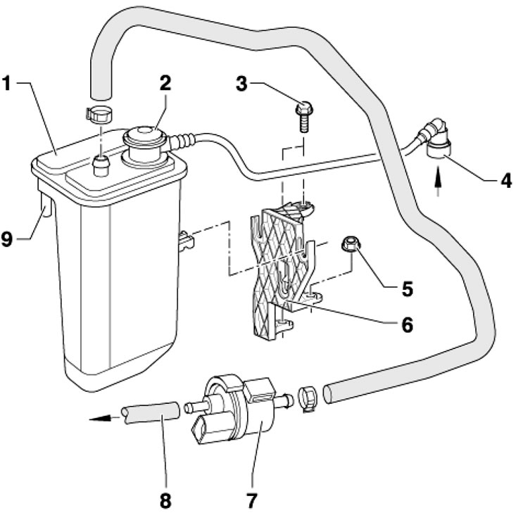 15.1а. Детали установки адсорбера EVAP двигателей…