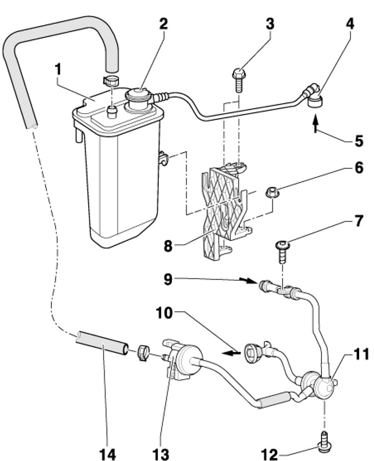 15.1b. Детали установки адсорбера EVAP двигателей…