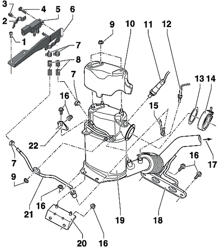 16.1d. Детали установки сажевого фильтра и…
