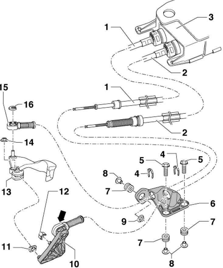 4.1с. Детали установки тросов РКПП «02Q» 1. Трос…
