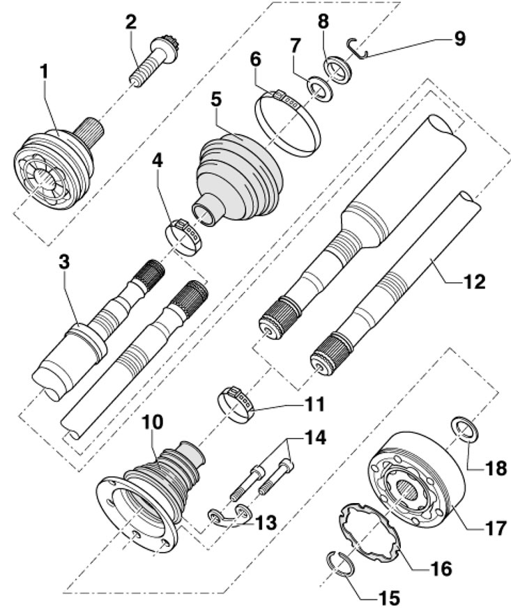 5.1а. Детали установки переднего приводного вала…