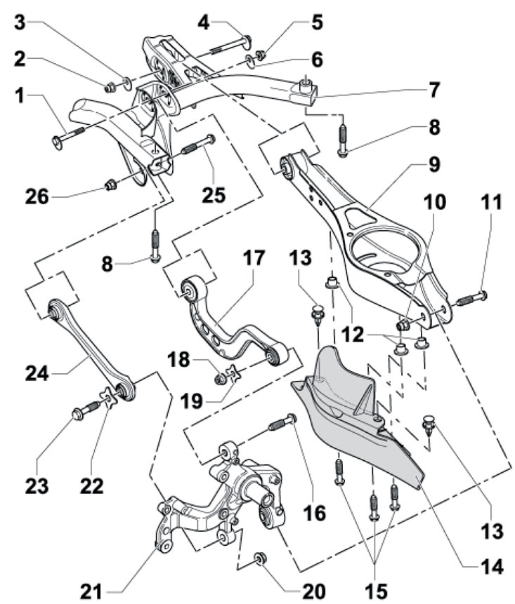1.2б. Подрама и задни носачи за модели с предно…