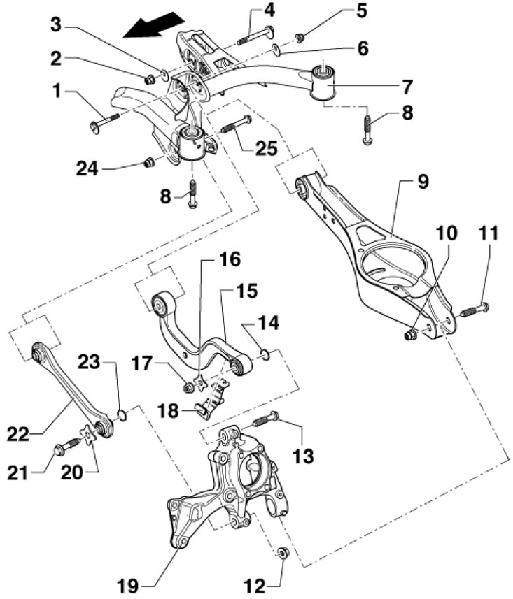 1,2 сек. Подрама и задни окачващи лостове за…