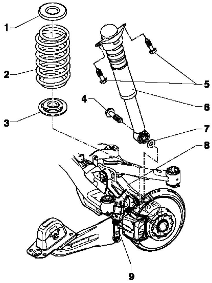 1.3б. Пружина и амортисьор на задното окачване за…