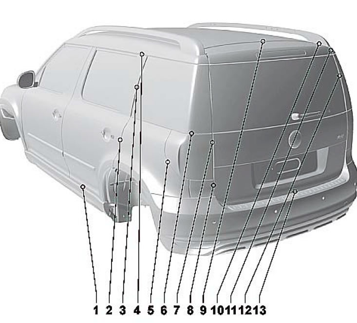 Зазоры в задней части 1. 5.5±0.8; 2, 3. 3.5±0.5;…