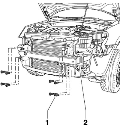 2.9. Передние болты держателя замка капота