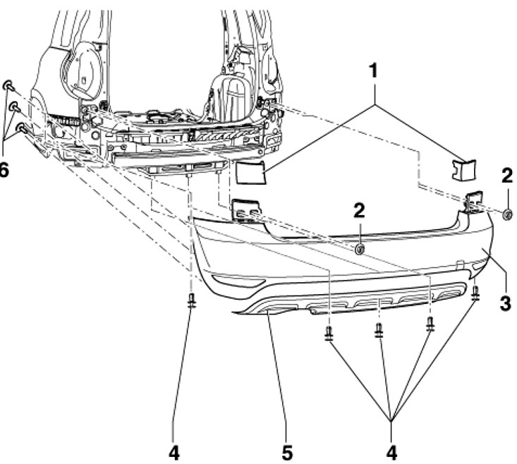 4.3. Детали установки накладки заднего бампера 1.…