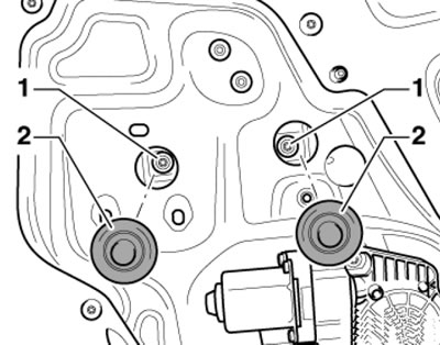 10.13. Болты крепления стекла передней двери