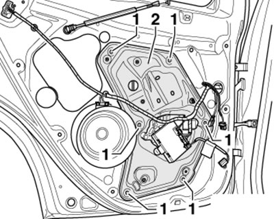 10.22. Крепёж держателя сборки в задней двери