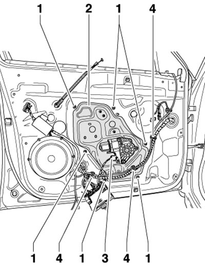 10.25. Крепёж держателя сборки в передней двери