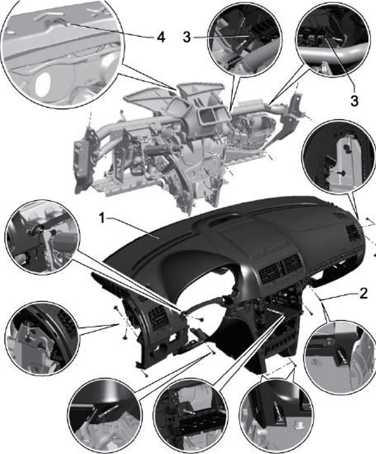 15.12. Крепёж панели приборов