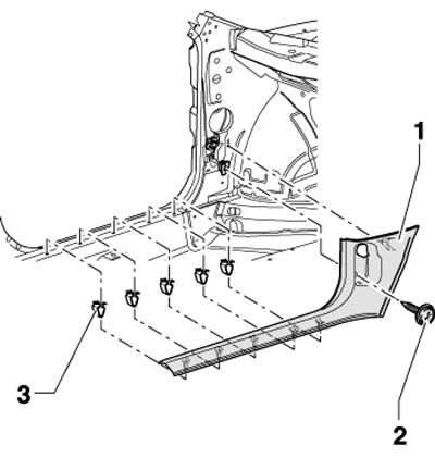 17.2. Снятие левой нижней накладки стойки А