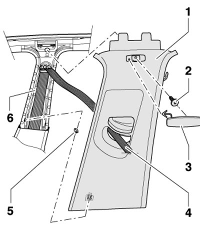 17.3. Снятие верхней накладки стойки В