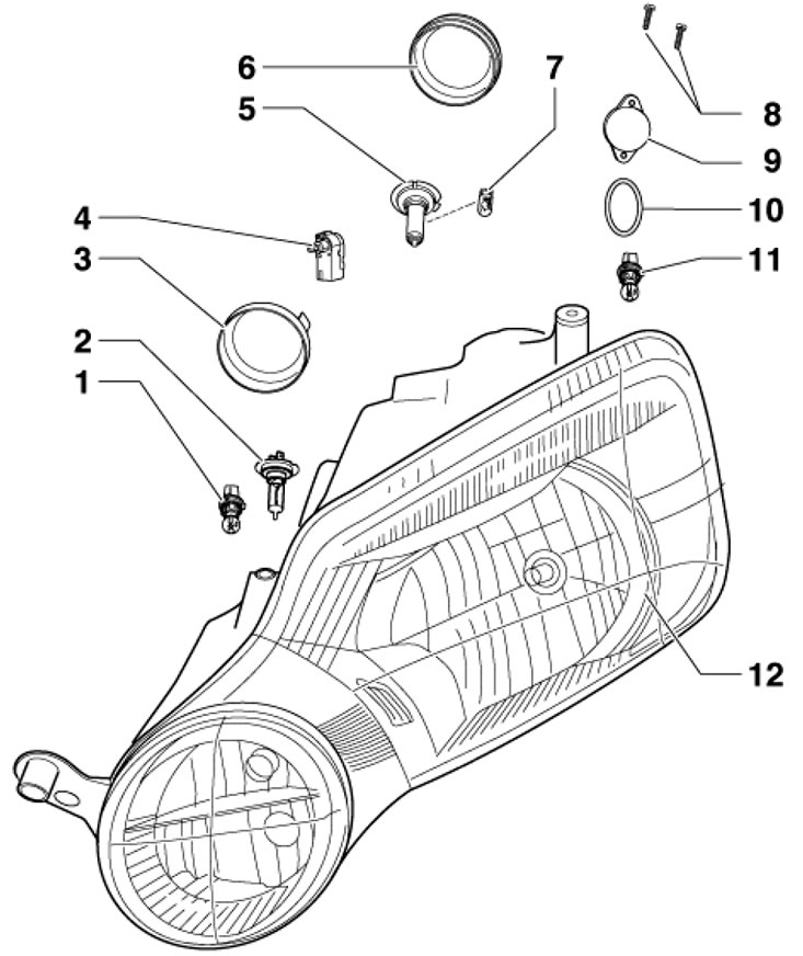 5.1а. Детали левой блок-фары с галогенными…